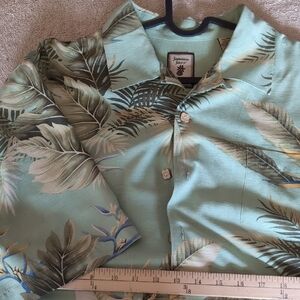 Jamaica Jazz Green Casual Button Down Shirt with Tropical Silk